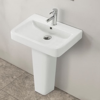 Bathroom Sink Rectangular White Ceramic Pedestal Sink CeraStyle 035300U-PED
